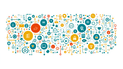Poster - Digital communication icons representing technology and connectivity modern workspace infographic design abstract view