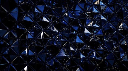 Poster - A visually striking dark blue and black background featuring diagonal geometric patterns and reflective metallic elements.