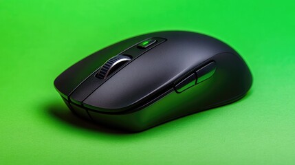 Poster - Multi-device wireless mouse with Bluetooth switching, placed on a green background, representing seamless device connectivity