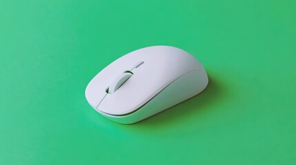 Poster - Multi-functional wireless mouse with a built-in laser pointer, displayed on a bright green backdrop, representing presentation tools