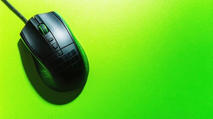 Poster - Rechargeable wireless mouse with a solar-powered charging panel, displayed on a bright green backdrop, symbolizing sustainability