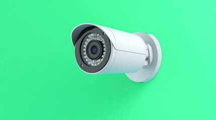 Poster - Smart home security camera with night vision and motion detection, placed on a green background