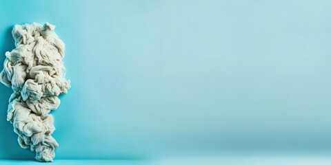 Poster - Abstract Textured Composition of White Fabric on Blue Background