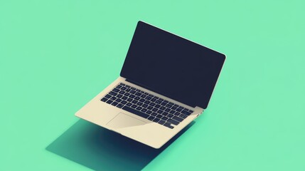 Poster - Ultra-thin laptop with a minimalist design, displayed on a vibrant green background, representing innovation in portable computing