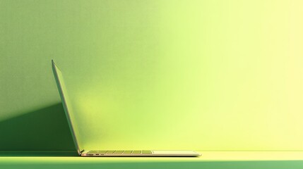 Poster - Ultra-thin laptop with a minimalist design, displayed on a vibrant green background, representing innovation in portable computing