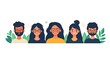 © Indri - Diverse people smiling, profile view, friendly atmosphere. Stock photo