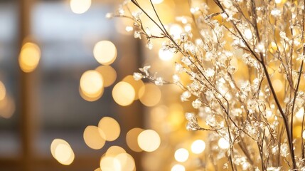 Poster - Sparkling fairy lights intertwined with branches creating a magical atmosphere : Generative AI