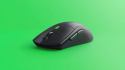 Poster - Wireless mouse with a dual connectivity feature for gaming and office use, placed on a green background, showcasing multipurpose efficiency