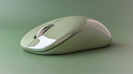 Poster - Wireless mouse with a premium metallic scroll wheel, displayed on a green backdrop, symbolizing refined design and function