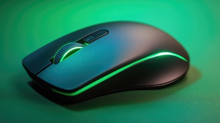 Poster - Wireless mouse with interchangeable side grips, displayed on a green backdrop, showcasing customizable comfort