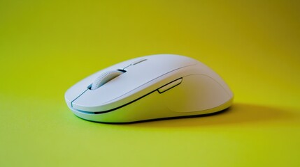 Poster - Wireless mouse with side scroll and customizable DPI, displayed on a bright green backdrop, symbolizing productivity tools