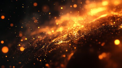 Poster - Bokeh lights create a warm, shimmering atmosphere with golden and orange hues for a captivating visual experience