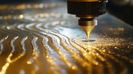 Poster - A CNC machine's laser head moving swiftly, cutting smooth curves on an acrylic sheet.