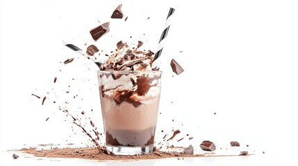 Wall Mural - isolated on white photo of fresh iced chocolate drink