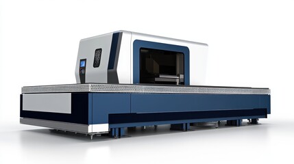 Poster - A modern CNC laser cutting machine with automated precision controls processing a metal sheet.