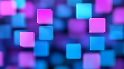 Fototapete - Abstract background with glowing cubes.