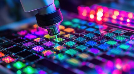 Poster - A robotic system inspecting microprocessors for defects under extreme precision imaging.