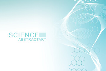Wall Mural - structure molecule and communication dna, atom, neurons. science concept for your design. connected 