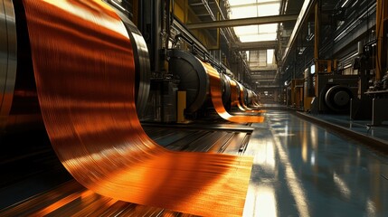 Poster - A smart textile factory utilizing AI-powered weaving machines for enhanced fabric production.