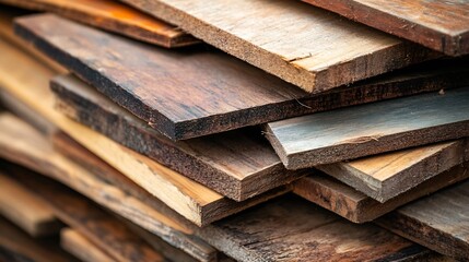 Poster - Stacked wooden planks showcasing natural textures and rich hues for craftsmanship : Generative AI