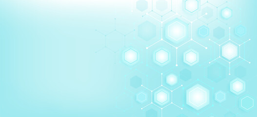 Poster - health care abstract background with hexagons, lines and dots. medical innovation banner template co