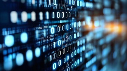 Fototapete - Dynamic abstract representation of digital binary code in a futuristic tech environment : Generative AI