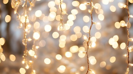 Poster - Soft Focus Bokeh Background with Warm Twinkling Fairy Lights Creating a Dreamy Atmosphere : Generative AI