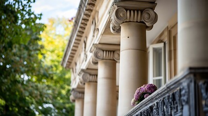 Aufkleber - Stunning architectural details featuring classic columns adorned with flowers : Generative AI