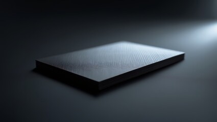 Poster - Minimalist black surface with soft light revealing geometric texture in a calm studio setting