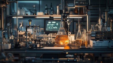 Poster - a scene in a lab where electrons are used to examine material properties using electron diffraction.