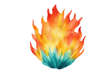 Poster - Flames dynamic idea. Colorful watercolor flame illustration showcasing vibrant hues and dynamic forms.