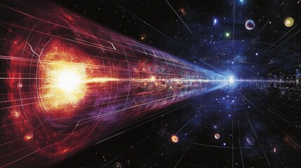 Poster - a scientific diagram illustrating the speed of light and its role in the theory of relativity
