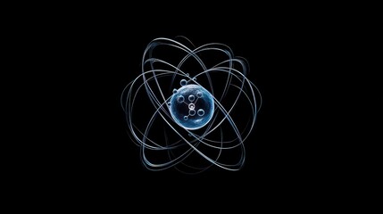 Poster - A scientific illustration showing the structure of an atom with a clearly defined proton in the nucleus.
