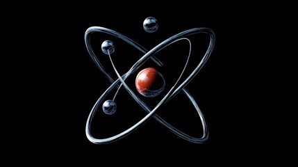 Poster - A scientific illustration showing the structure of an atom with a clearly defined proton in the nucleus.
