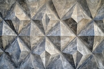 Poster - An abstract geometric pattern with textured gray surfaces and sharp angular shapes, creating a modern artistic effect with shadows and light interplay, showcasing a unique design element.
