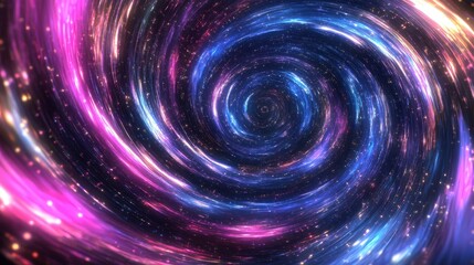 Poster - A seamless particle animation featuring spirals of light and tiny sparkles moving harmoniously, ideal for a high-energy visual effect or abstract design
