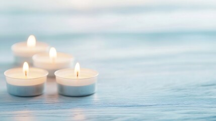 Aufkleber - Set of soothing candles in a serene arrangement creating a calming atmosphere : Generative AI