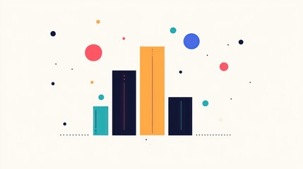 Poster - Colorful bar chart, data growth, white background, presentation