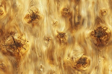 Poster - A close-up of textured wood grain with knots and patterns creating a rustic look, ideal as a natural surface texture or background for vintage design elements.
