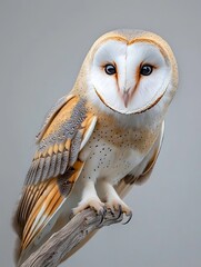 Captivating barn owl portrait natural habitat wildlife photography gray background close-up nature