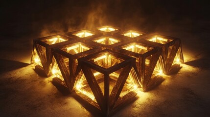 Leinwandbilder - interconnected, glowing polygons arranged in a hexagonal pattern, forming a visually striking mesh of shapes that suggests unity and connectedness