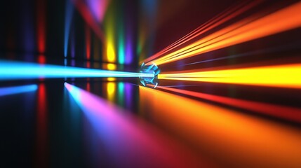 Poster - how light interacts with different materials at high speed, bending through lenses and prisms