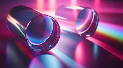 Poster - how light interacts with different materials at high speed, bending through lenses and prisms