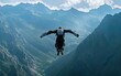 © Marina - A skeleton skydiving in a wingsuit above the mountains