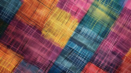 Poster - Abstract colorful pattern featuring vibrant squares and lines creating a dynamic composition