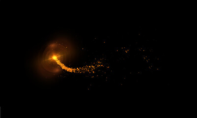 Poster - Magic golden shimmer bright comet effect for web design and fabulous user interface. Bright Twirl. Vector