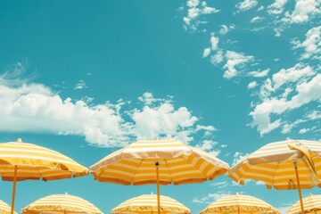 Wall Mural - Beach umbrellas sky outdoors nature.