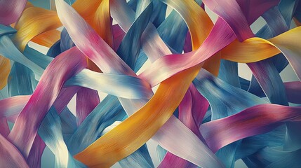 Poster - Abstract background composition featuring a vivid display of colorful ribbons flowing gracefully