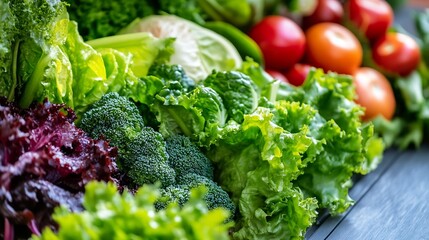 Poster - Vibrant Fresh Vegetables Displayed on Table for Healthy Culinary Inspiration and Nutrition : Generative AI