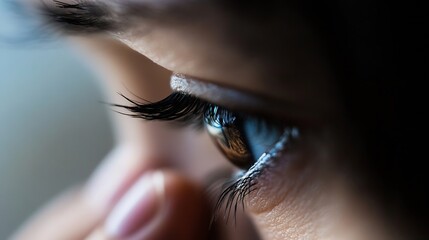 Aufkleber - Close Up View of a Lovely Child's Eye with Long Eyelashes and Soft Light Reflections : Generative AI